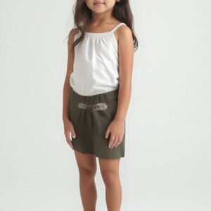Zara Kids Olive Green Bow Skirt | Size 7-8 | Earthy Aesthetic 💕
